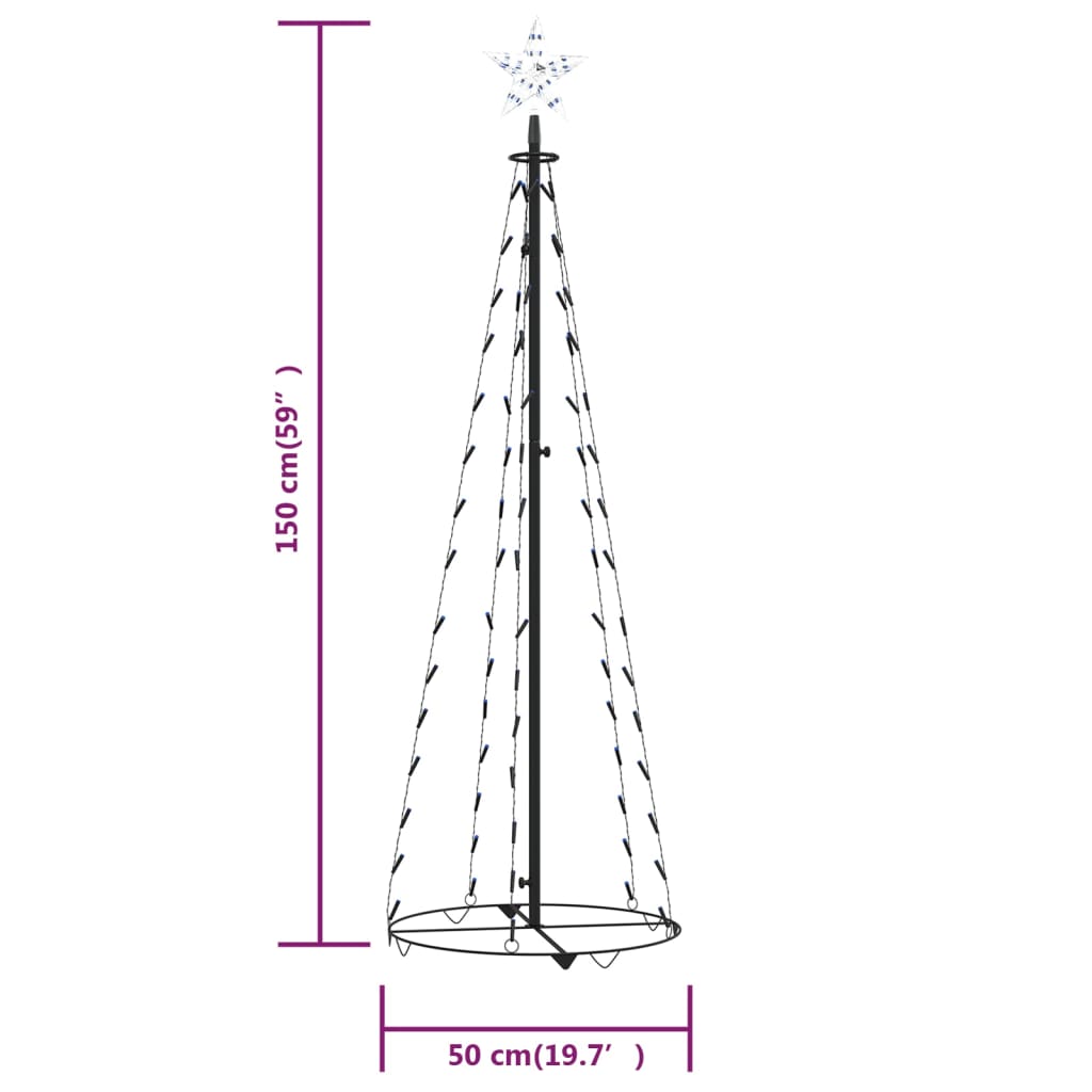 Weihnachtsbaum Kegelform 84 Leds Deko 50X150 Cm Blau