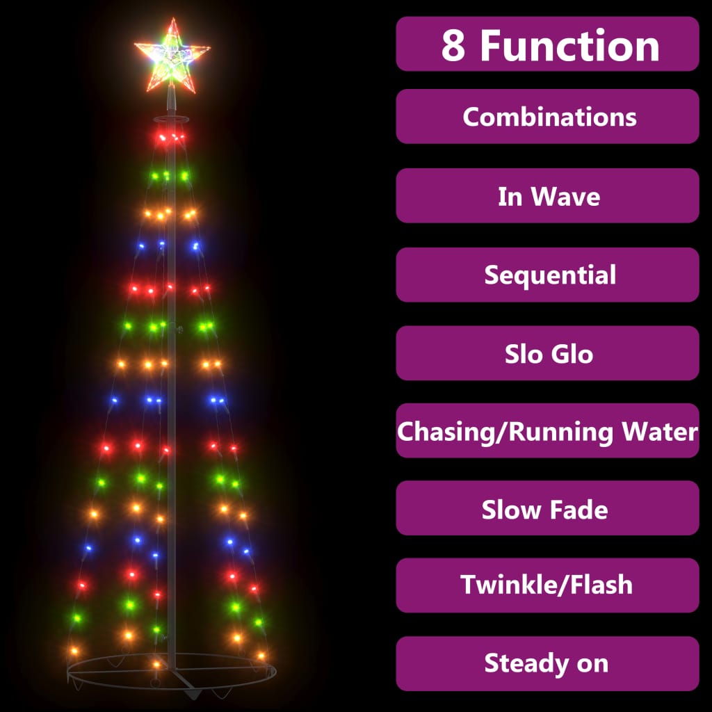 Weihnachtsbaum Kegelform Bunt 84 Leds Dekoration 50X150 Cm Mehrfarbig