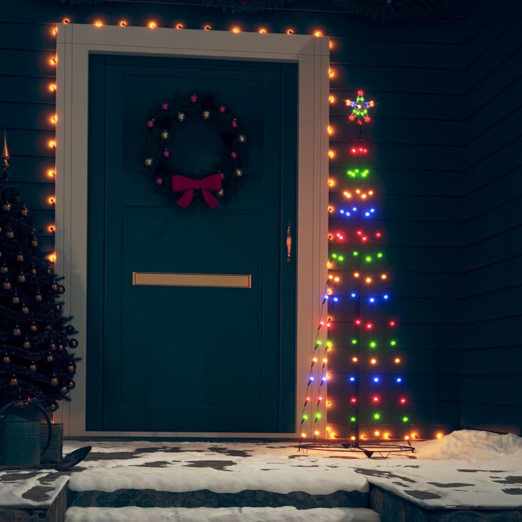 Weihnachtsbaum Kegelform Bunt 84 Leds Dekoration 50X150 Cm Mehrfarbig