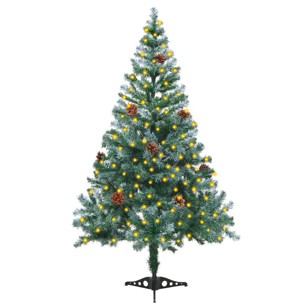 Weihnachtsbaum Gefrostet Mit Beleuchtung & Zapfen 150 Cm