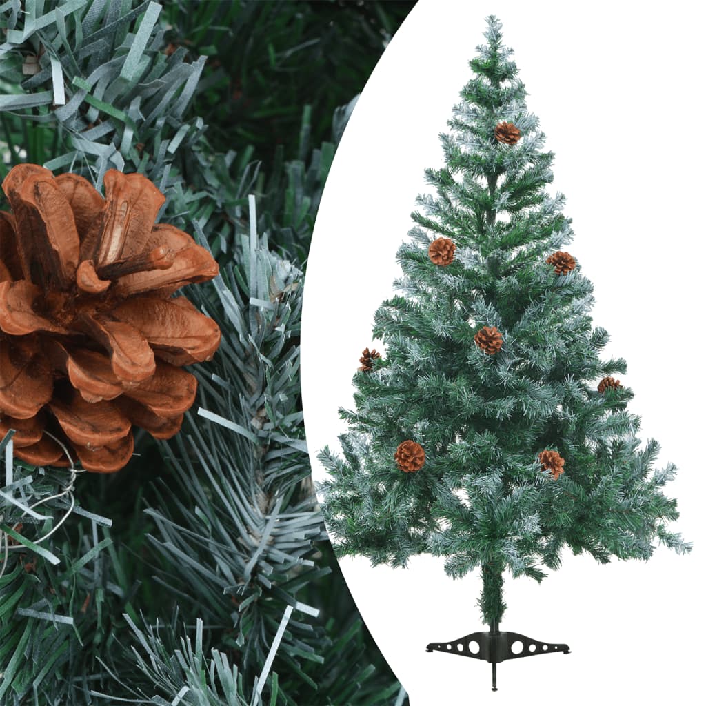 Weihnachtsbaum Gefrostet Mit Beleuchtung & Zapfen 150 Cm