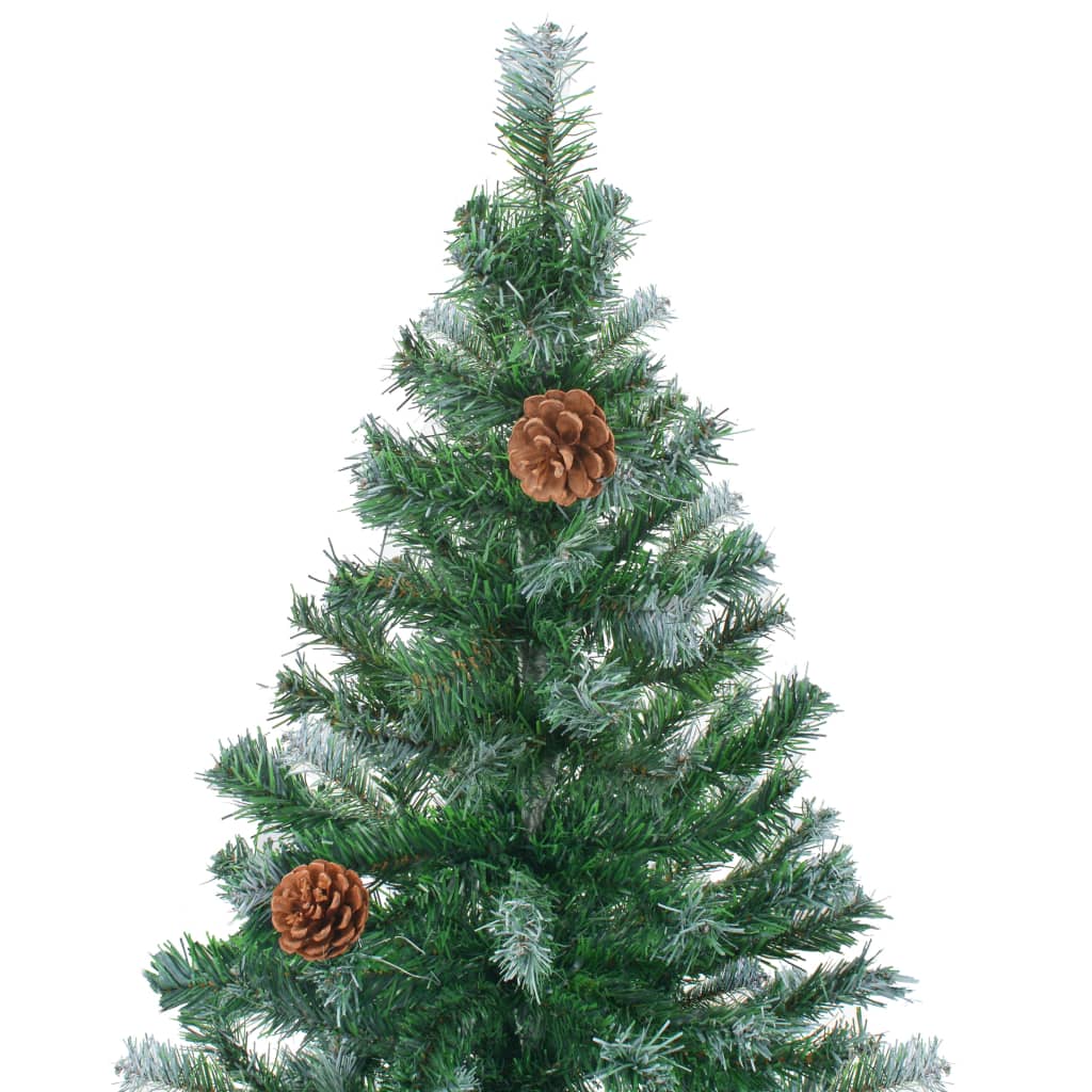 Weihnachtsbaum Gefrostet Mit Beleuchtung & Zapfen 150 Cm