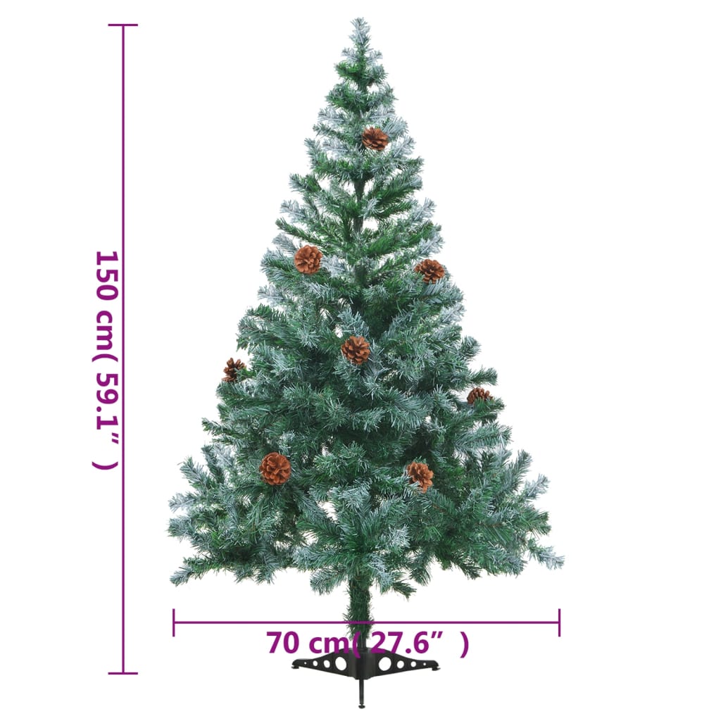 Weihnachtsbaum Gefrostet Mit Beleuchtung & Zapfen 150 Cm