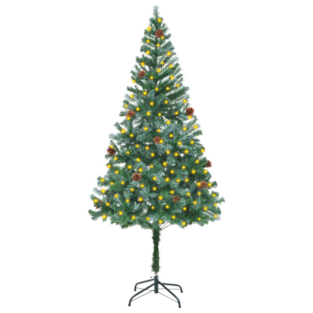 Weihnachtsbaum Gefrostet Mit Beleuchtung & Zapfen 150 Cm