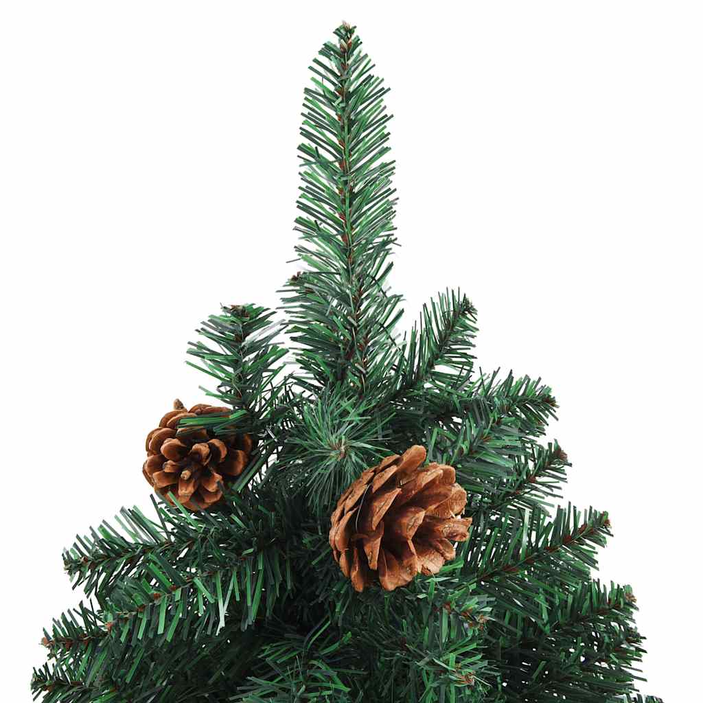 Weihnachtsbaum Schlank Mit Beleuchtung & Kugeln Grün 210 Cm