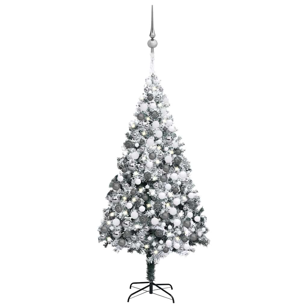 Künstlicher Weihnachtsbaum Leds & Kugeln Beschneit Grün 300 Cm