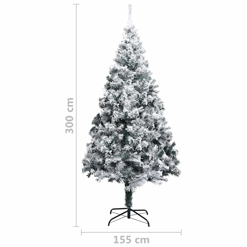 Künstlicher Weihnachtsbaum Leds & Kugeln Beschneit Grün 300 Cm