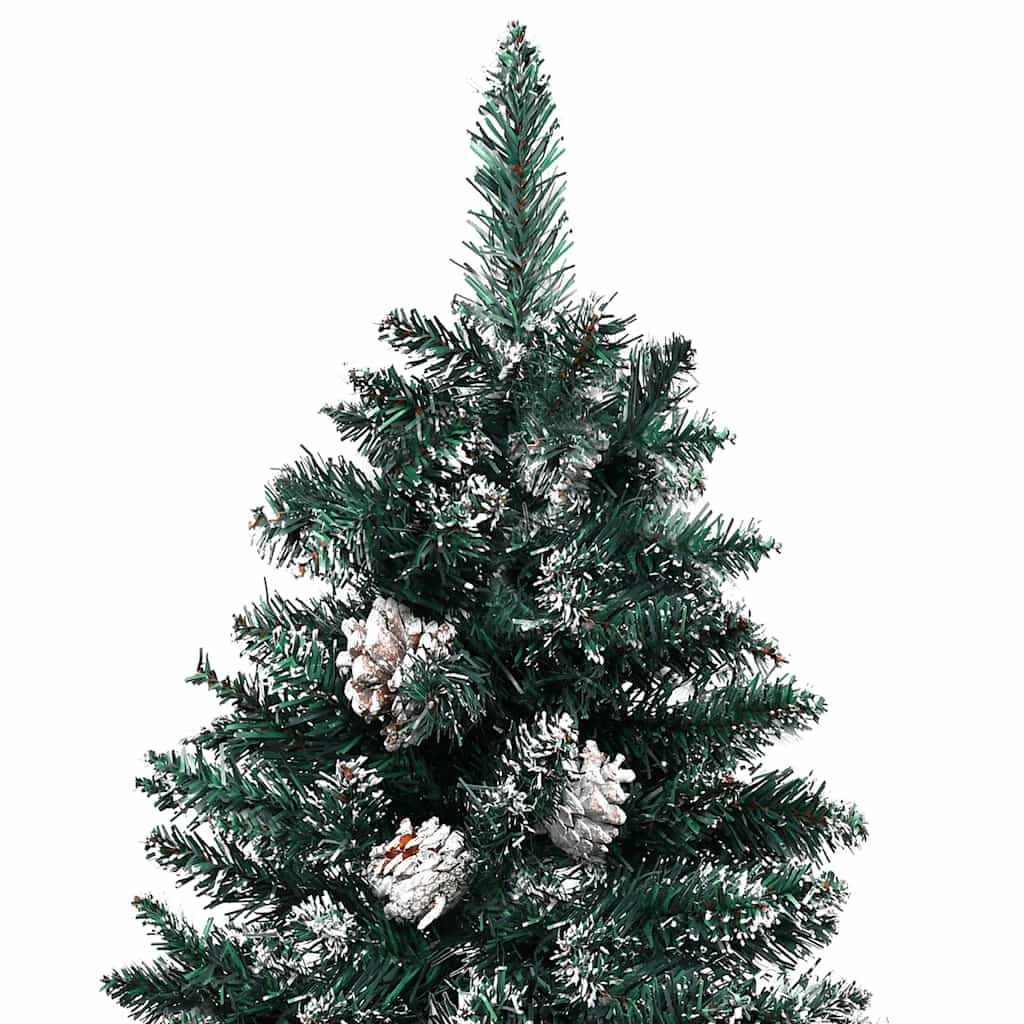 Weihnachtsbaum Schlank Mit Beleuchtung & Kugeln Grün 210 Cm