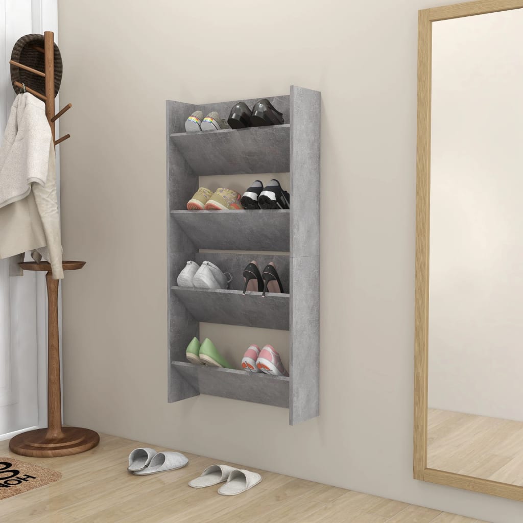 Wand-Schuhschränke 2 Stk. 60X18X Holzwerkstoff Betongrau