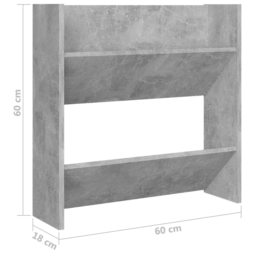 Wand-Schuhschränke 2 Stk. 60X18X Holzwerkstoff Betongrau