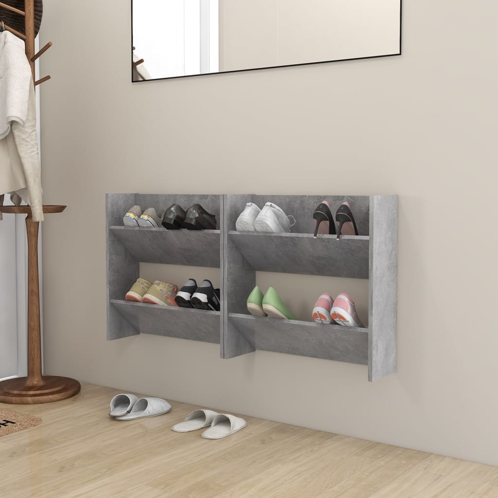 Wand-Schuhschränke 2 Stk. 60X18X Holzwerkstoff Betongrau