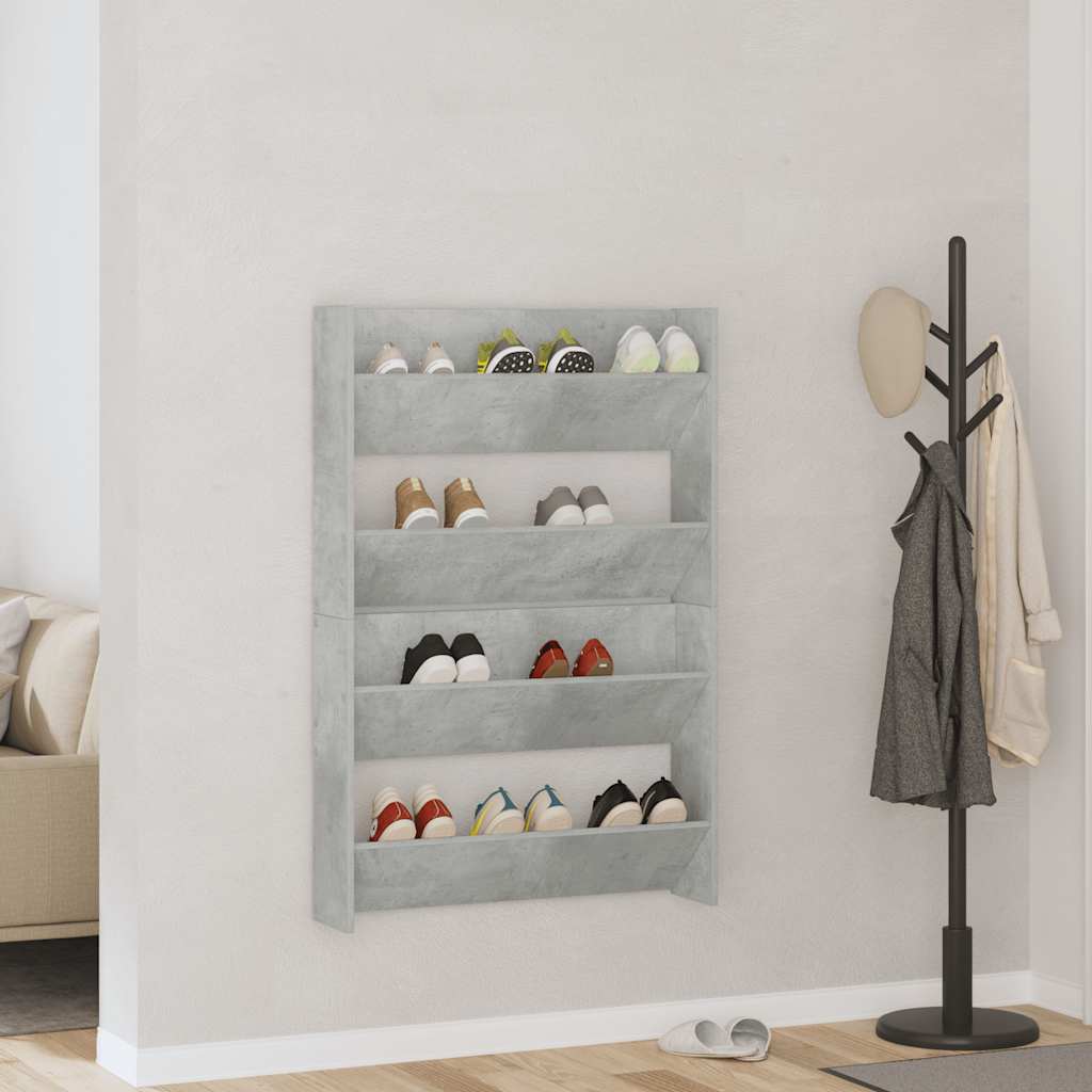 Wand-Schuhschränke 2 Stk. 80X18X Holzwerkstoff Betongrau