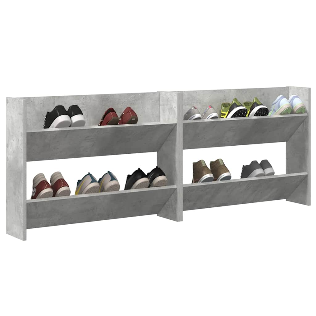 Wand-Schuhschränke 2 Stk. 80X18X Holzwerkstoff Betongrau