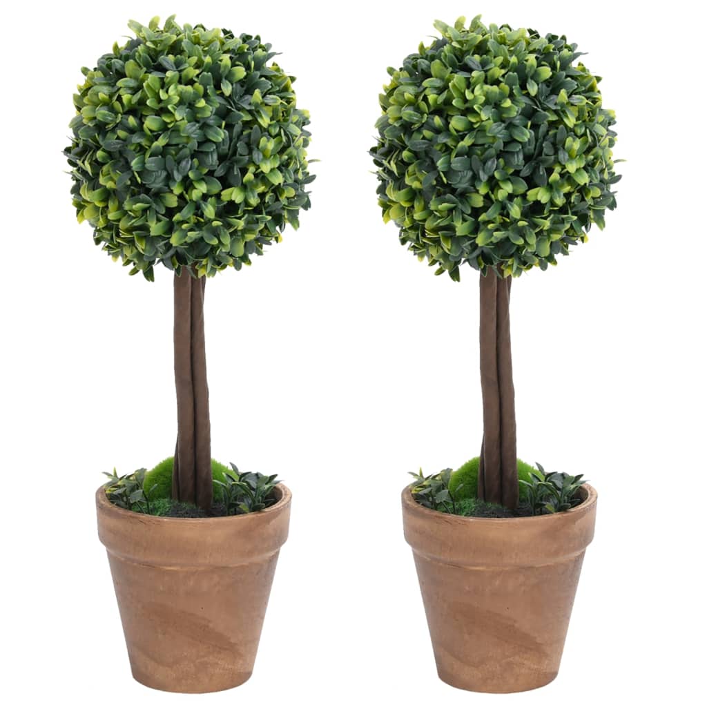 Künstliche Buchsbäume 2 Stk. Mit Topf Kugelform Grün 41 Cm