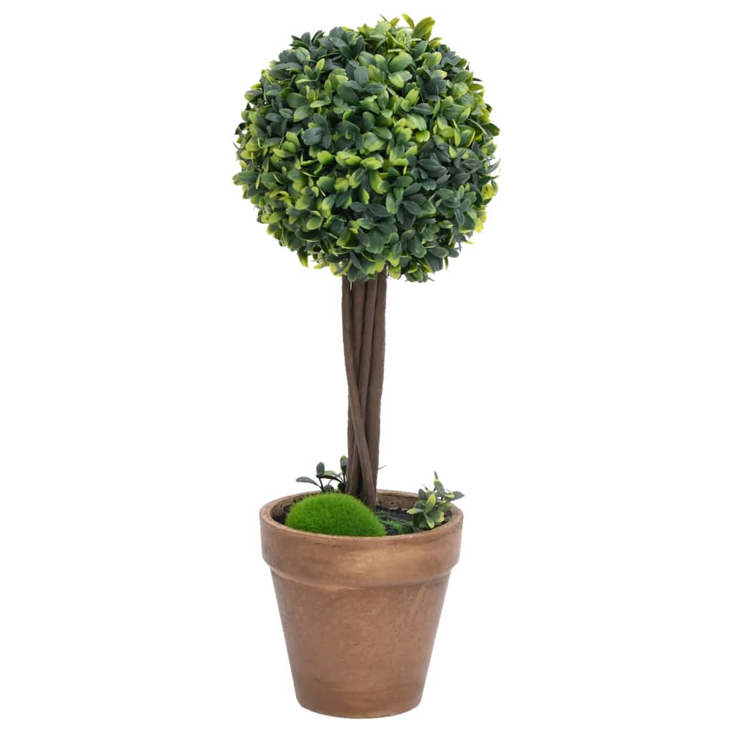 Künstliche Buchsbäume 2 Stk. Mit Topf Kugelform Grün 41 Cm