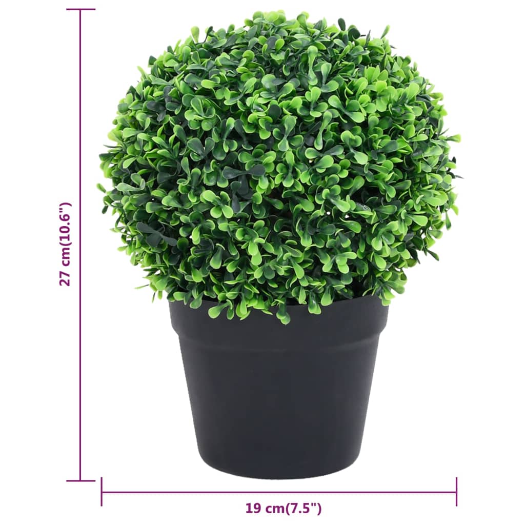 Künstliche Buchsbäume 2 Stk. Mit Topf Kugelform Grün 27 Cm