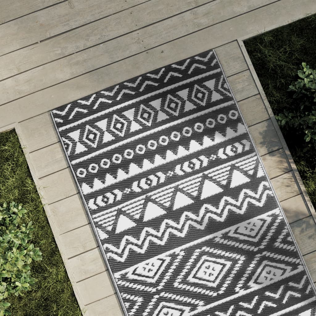 Outdoor-Teppich Arakil Schwarz Pp Schwarzes Muster