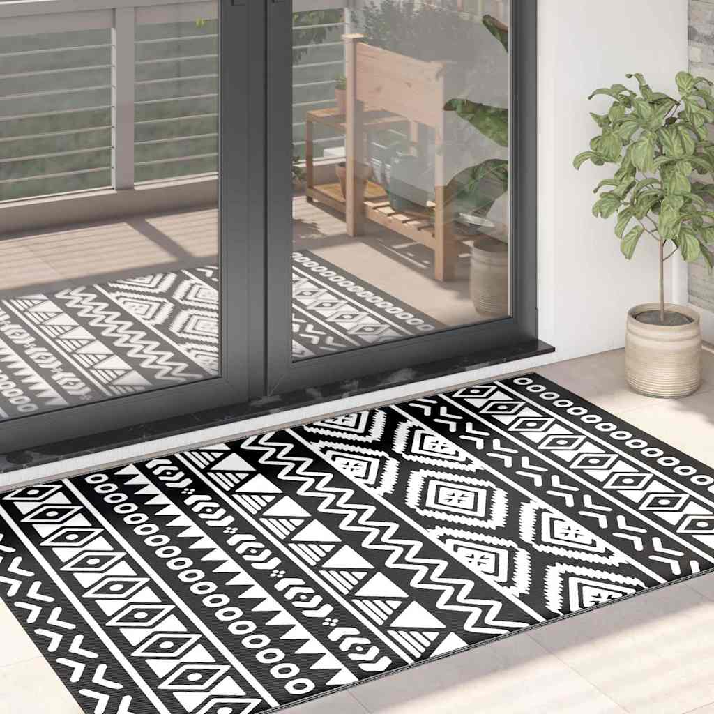 Outdoor-Teppich Arakil Schwarz Pp Schwarzes Muster