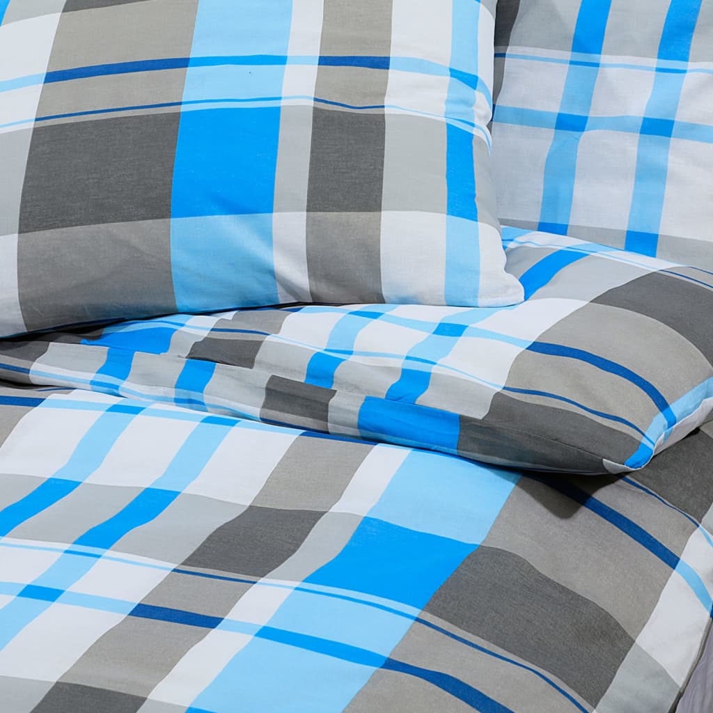 Bettwäsche-Set 140X200 Cm Baumwolle Blau Und Grau