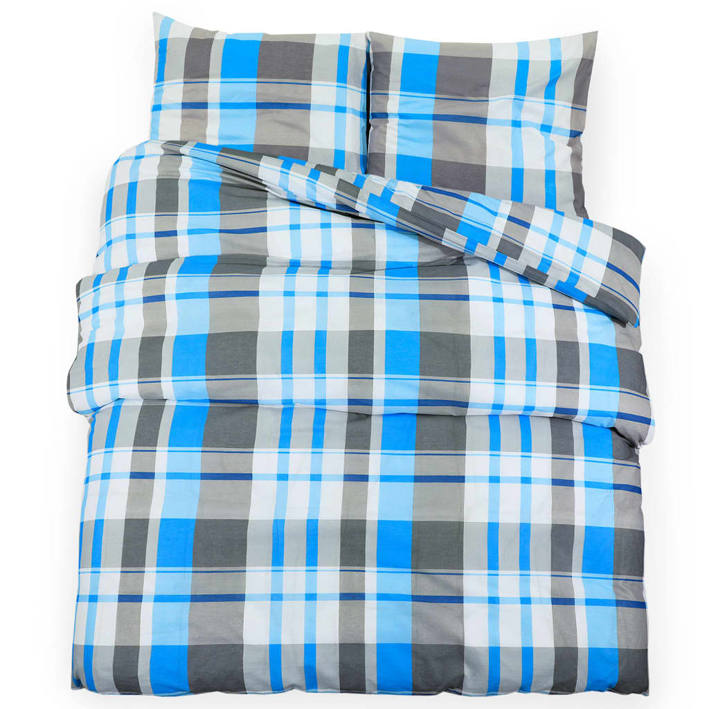 Bettwäsche-Set 200X200 Cm Baumwolle Blau Und Grau