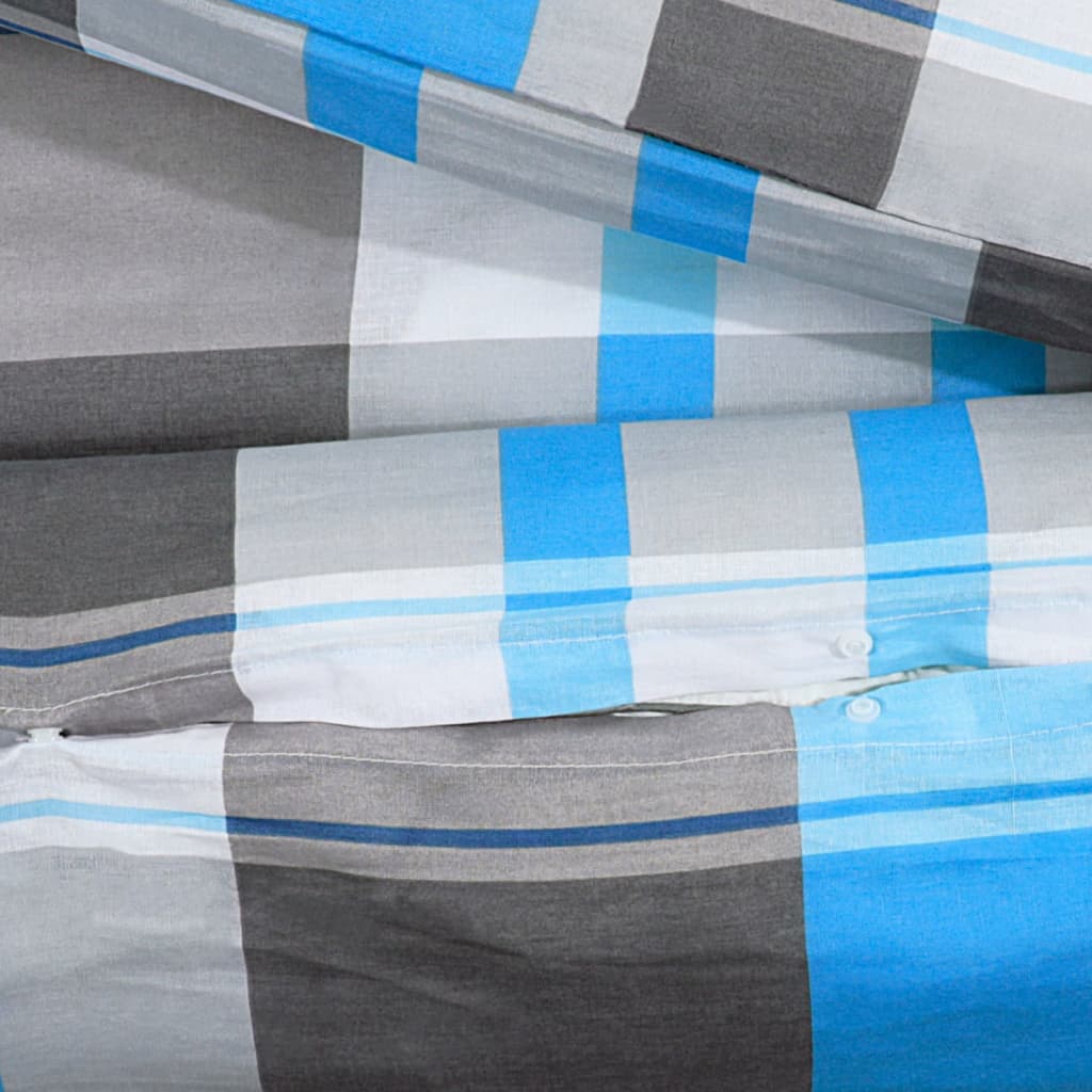 Bettwäsche-Set 200X200 Cm Baumwolle Blau Und Grau