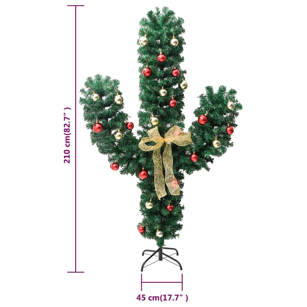 Weihnachtskaktus Mit Ständer Und Led Grün Pvc Weiß