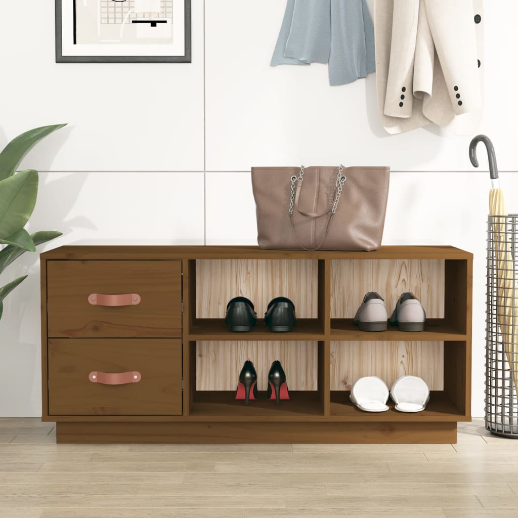Schuhbank 100X34X45 Cm Massivholz Kiefer