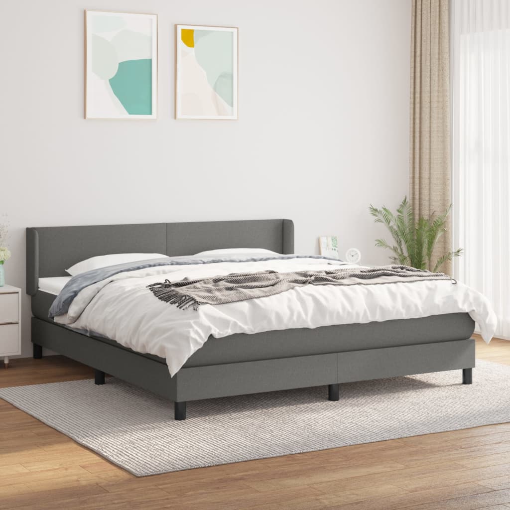 Boxspringbett Mit Matratze Stoff Dunkelgrau