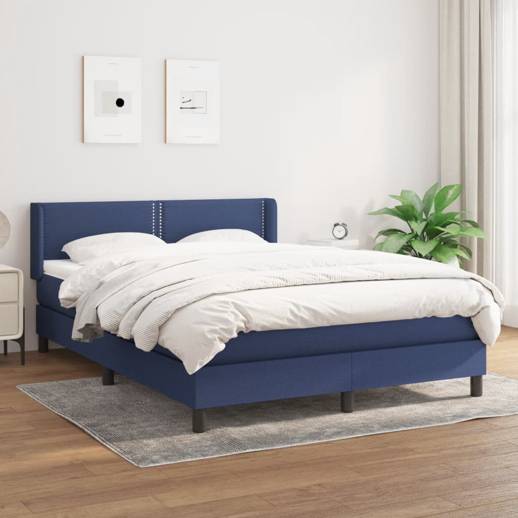 Boxspringbett Mit Matratze Stoff Blau