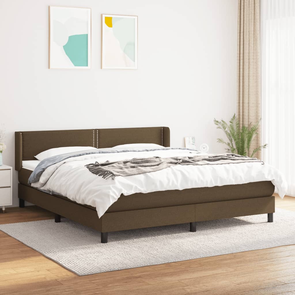 Boxspringbett Mit Matratze Stoff Dunkelbraun