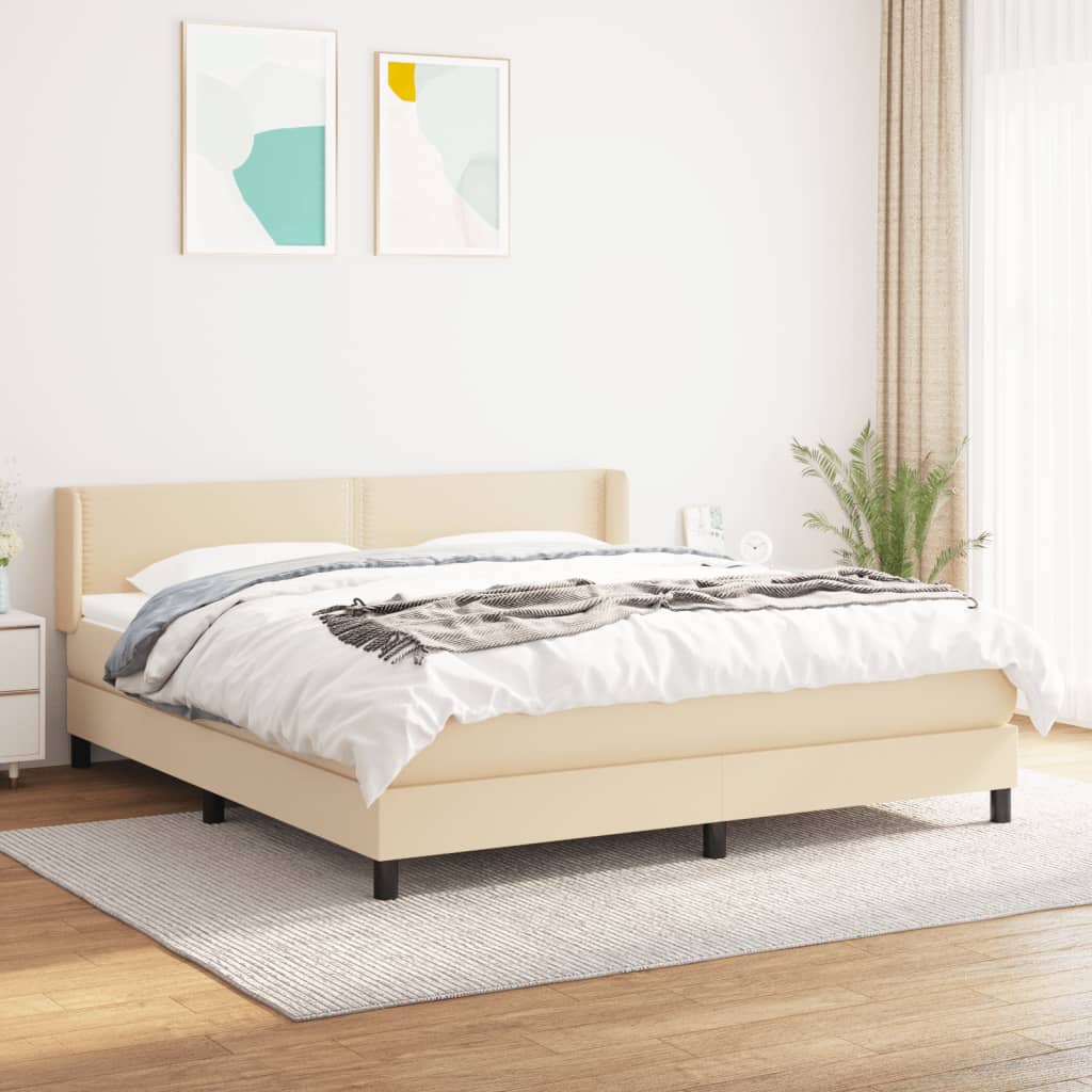 Boxspringbett Mit Matratze Stoff Creme
