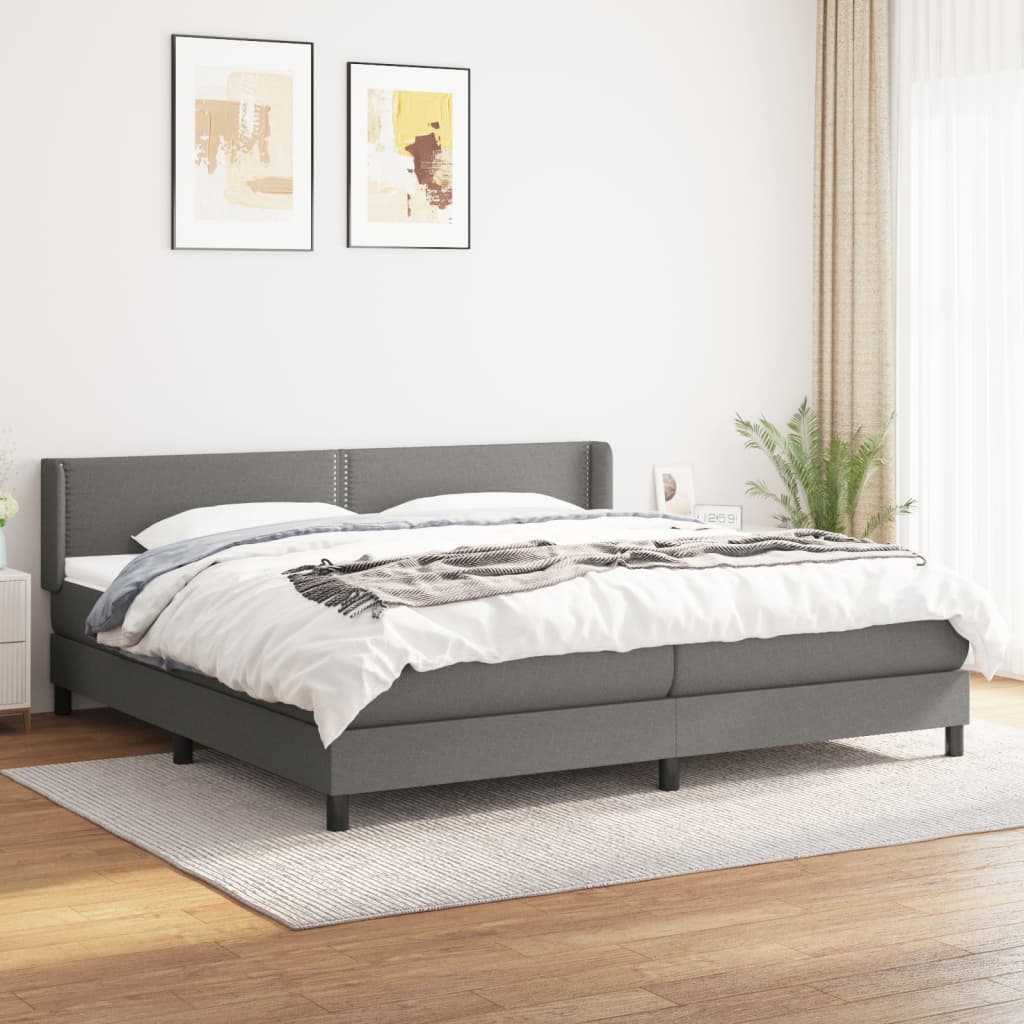 Boxspringbett Mit Matratze Stoff Dunkelgrau