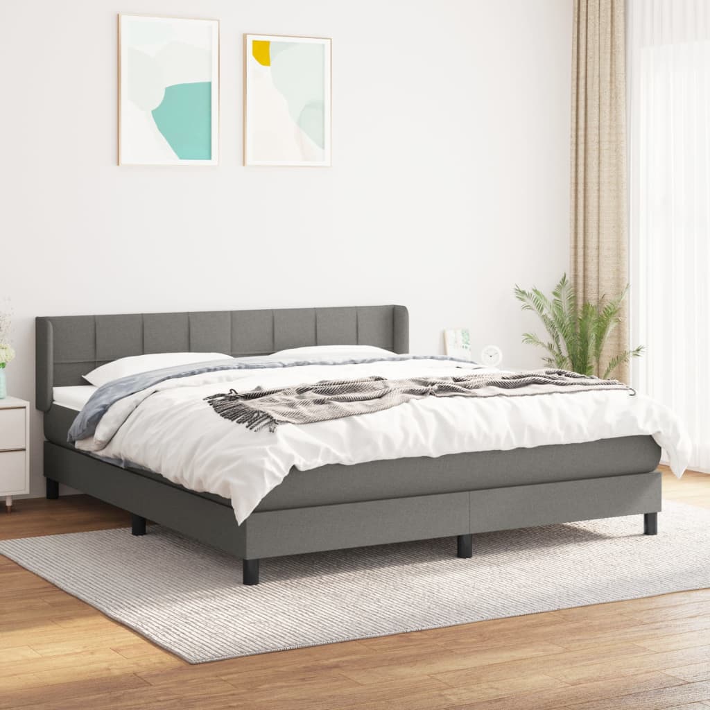 Boxspringbett Mit Matratze Stoff Dunkelgrau