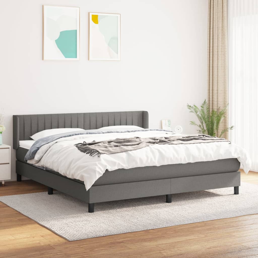 Boxspringbett Mit Matratze Stoff Dunkelgrau