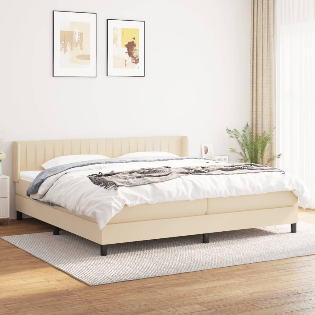 Boxspringbett Mit Matratze Stoff Creme