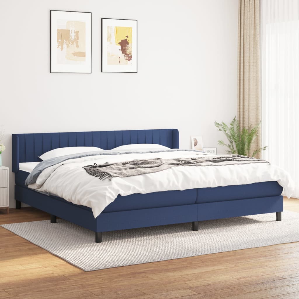 Boxspringbett Mit Matratze Stoff Blau