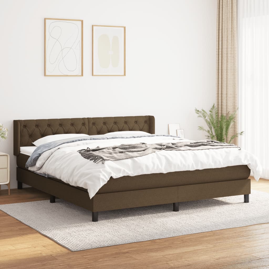 Boxspringbett Mit Matratze Stoff Dunkelbraun