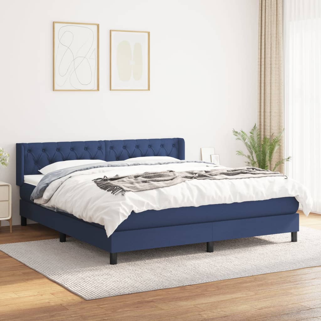Boxspringbett Mit Matratze Stoff Blau