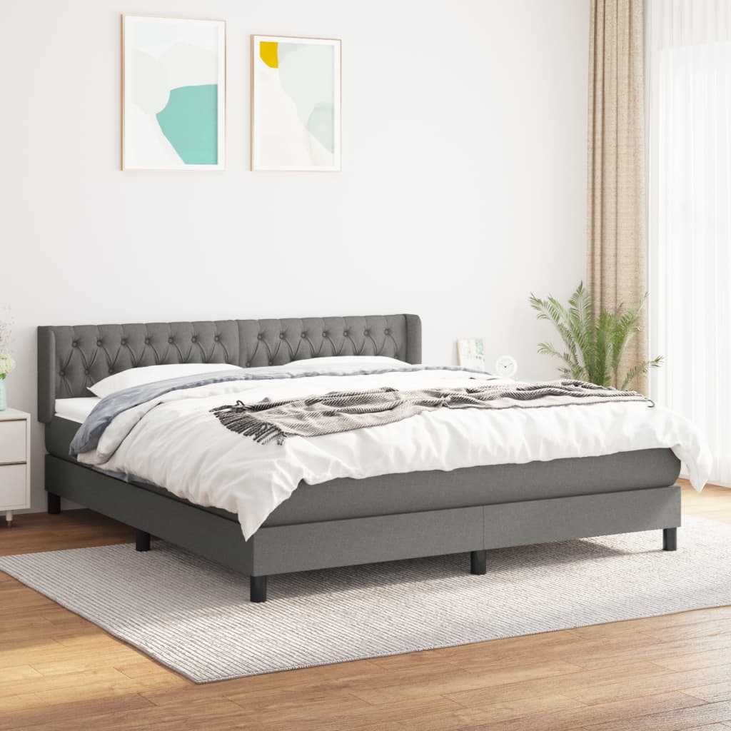 Boxspringbett Mit Matratze Stoff Dunkelgrau