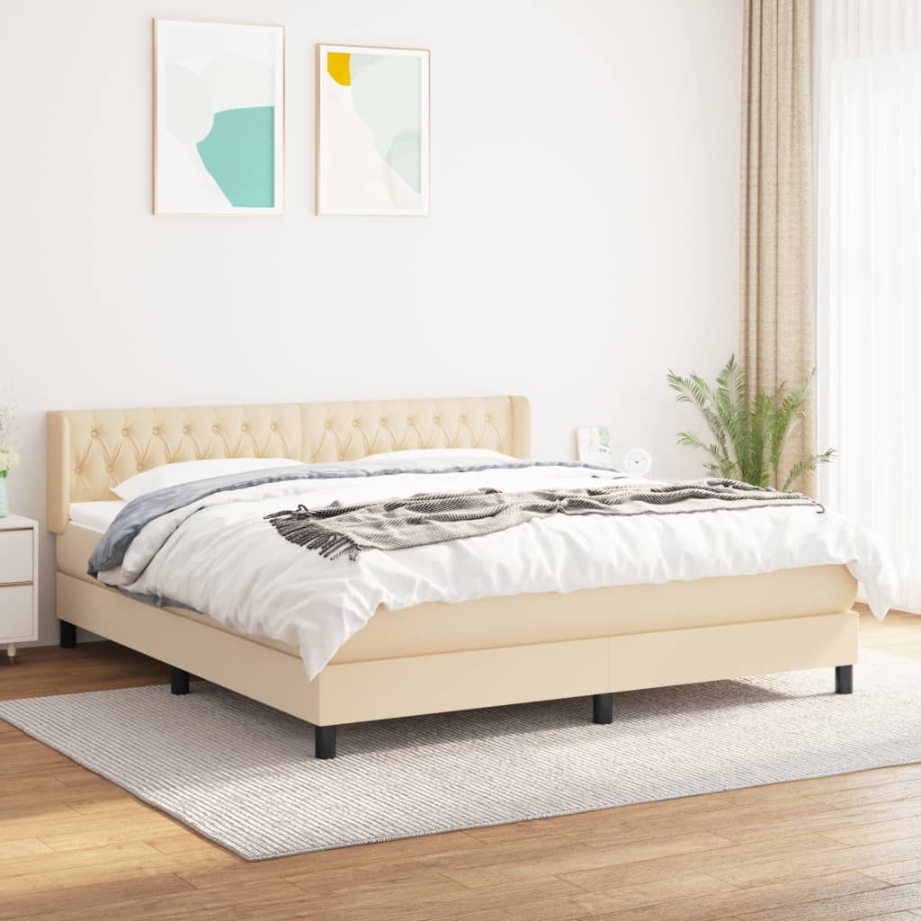 Boxspringbett Mit Matratze Stoff Creme