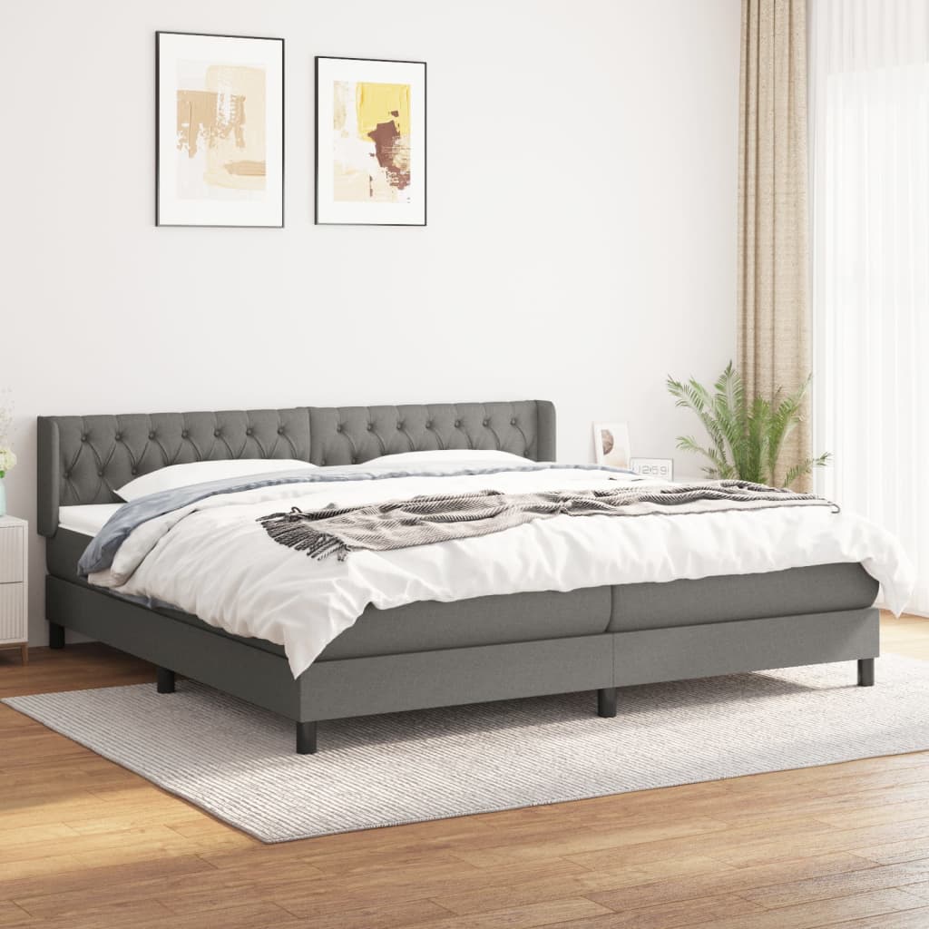 Boxspringbett Mit Matratze Stoff Dunkelgrau