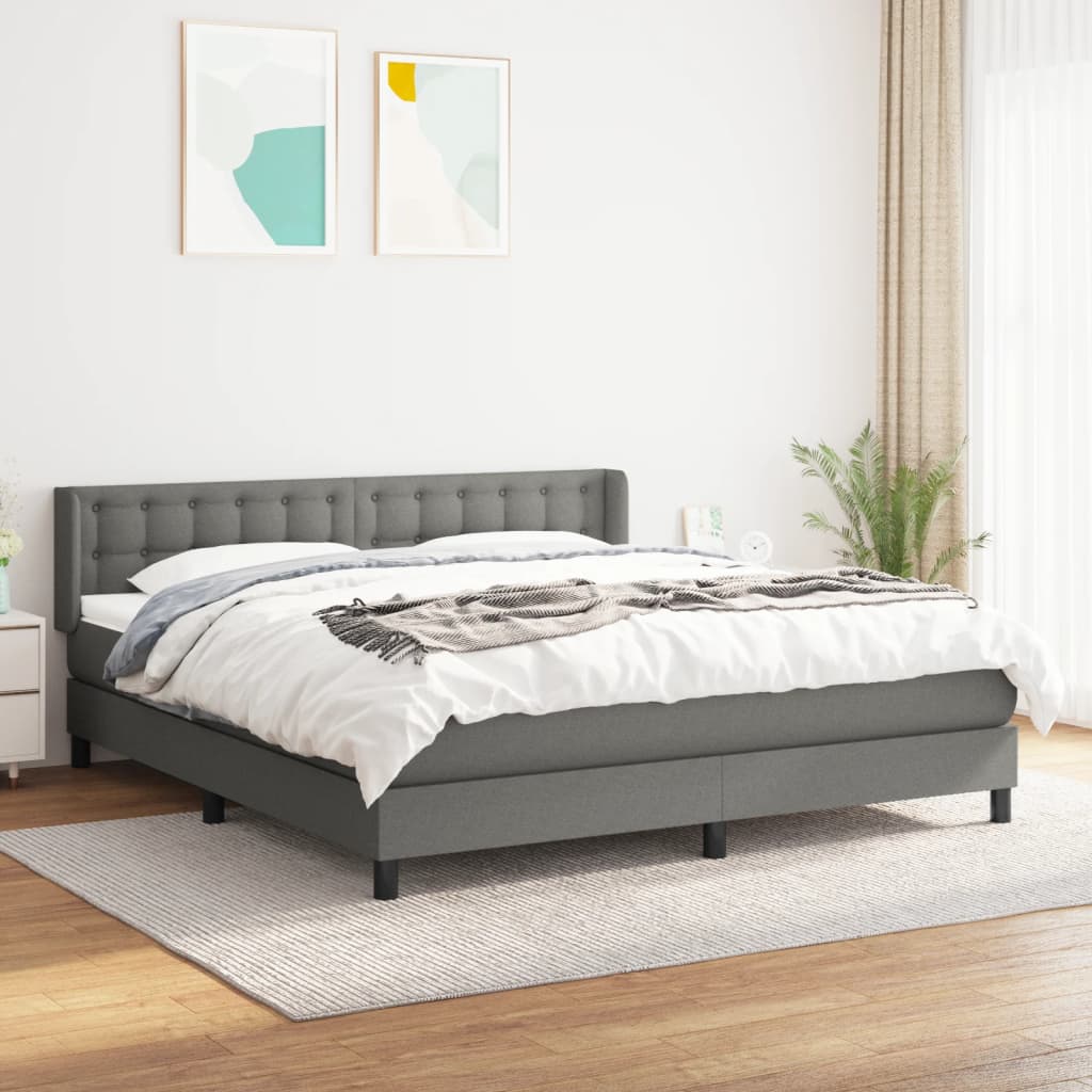 Boxspringbett Mit Matratze Stoff Dunkelgrau