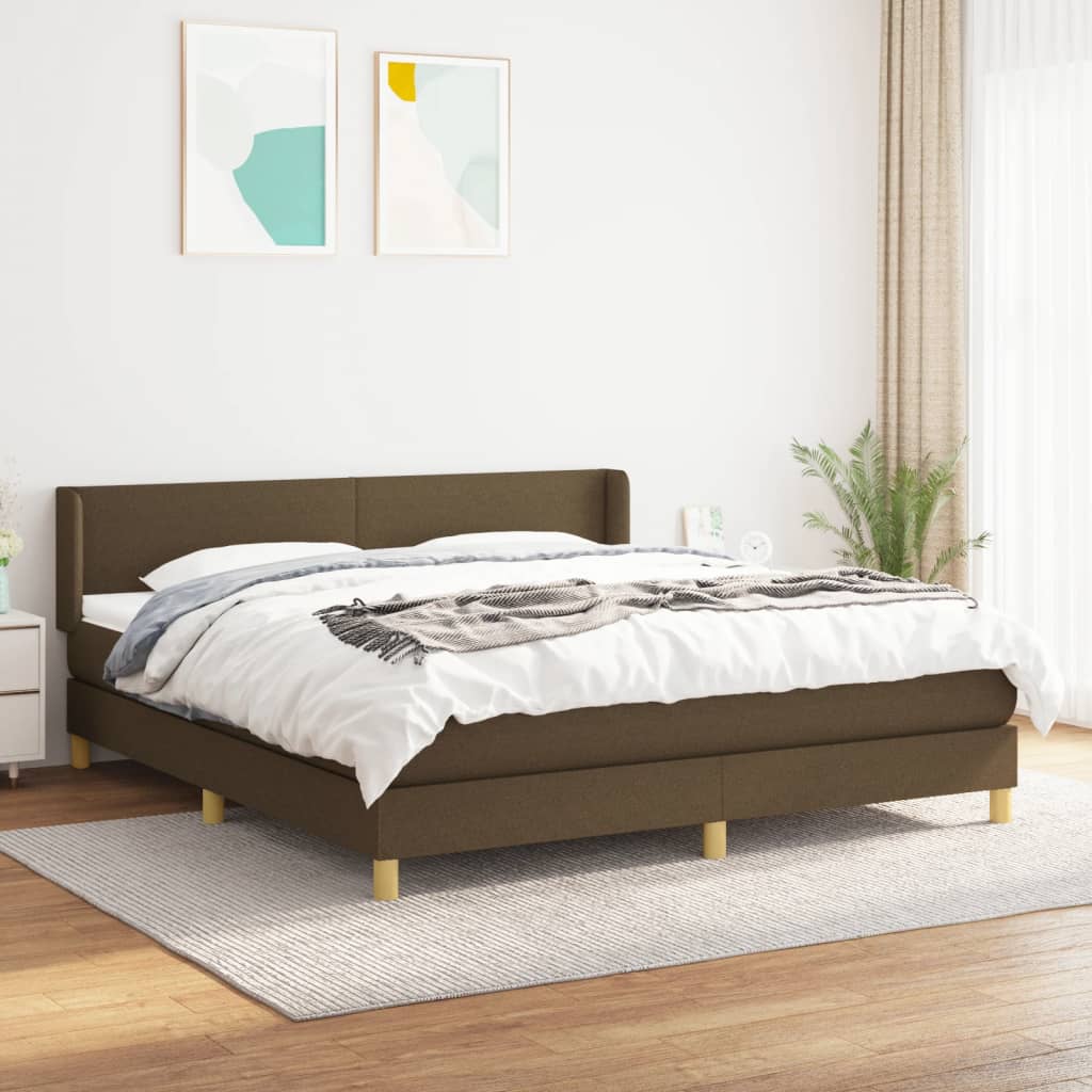 Boxspringbett Mit Matratze Stoff Dunkelbraun
