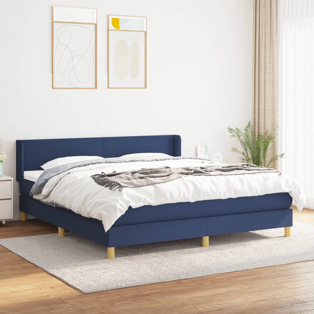 Boxspringbett Mit Matratze Stoff Blau