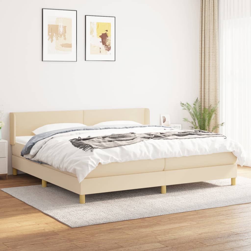 Boxspringbett Mit Matratze Stoff Creme