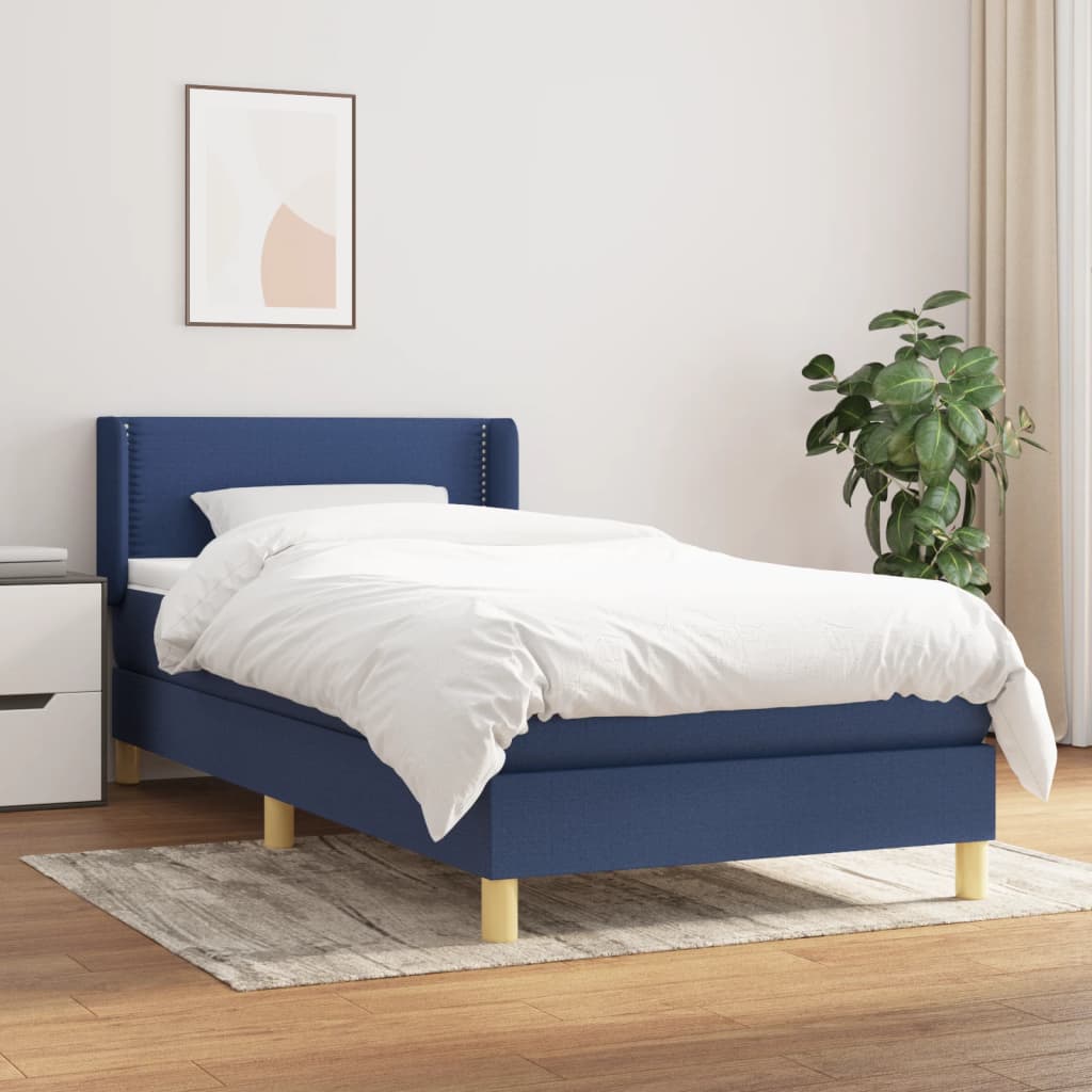 Boxspringbett Mit Matratze Stoff Blau