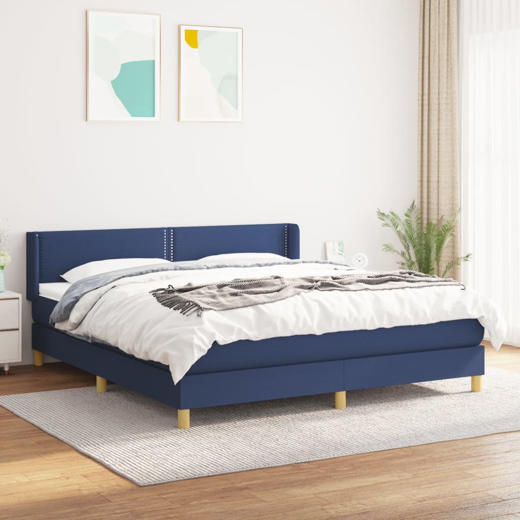 Boxspringbett Mit Matratze Stoff Blau