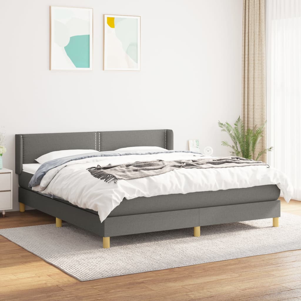 Boxspringbett Mit Matratze Stoff Dunkelgrau