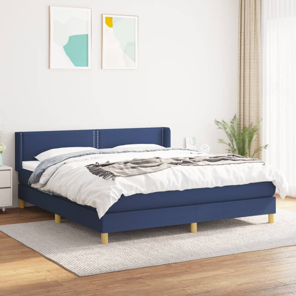 Boxspringbett Mit Matratze Stoff Blau