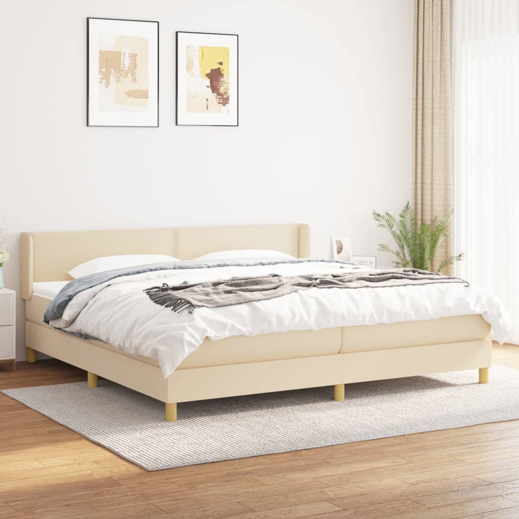 Boxspringbett Mit Matratze Stoff Creme